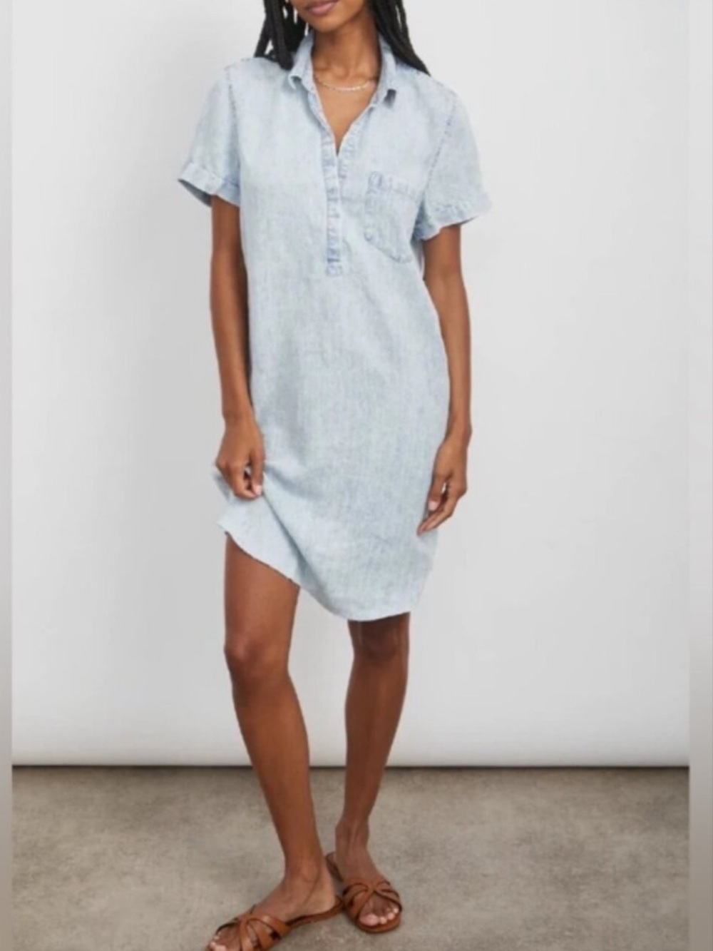 Rails Valerie Light Acid Wash Tencel Linen T Shirt Dress Relaxed Womens Size XS